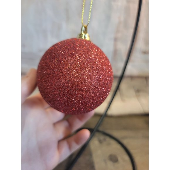 Shiny glitter red ball ornament Xmas foam - Picture 1 of 4